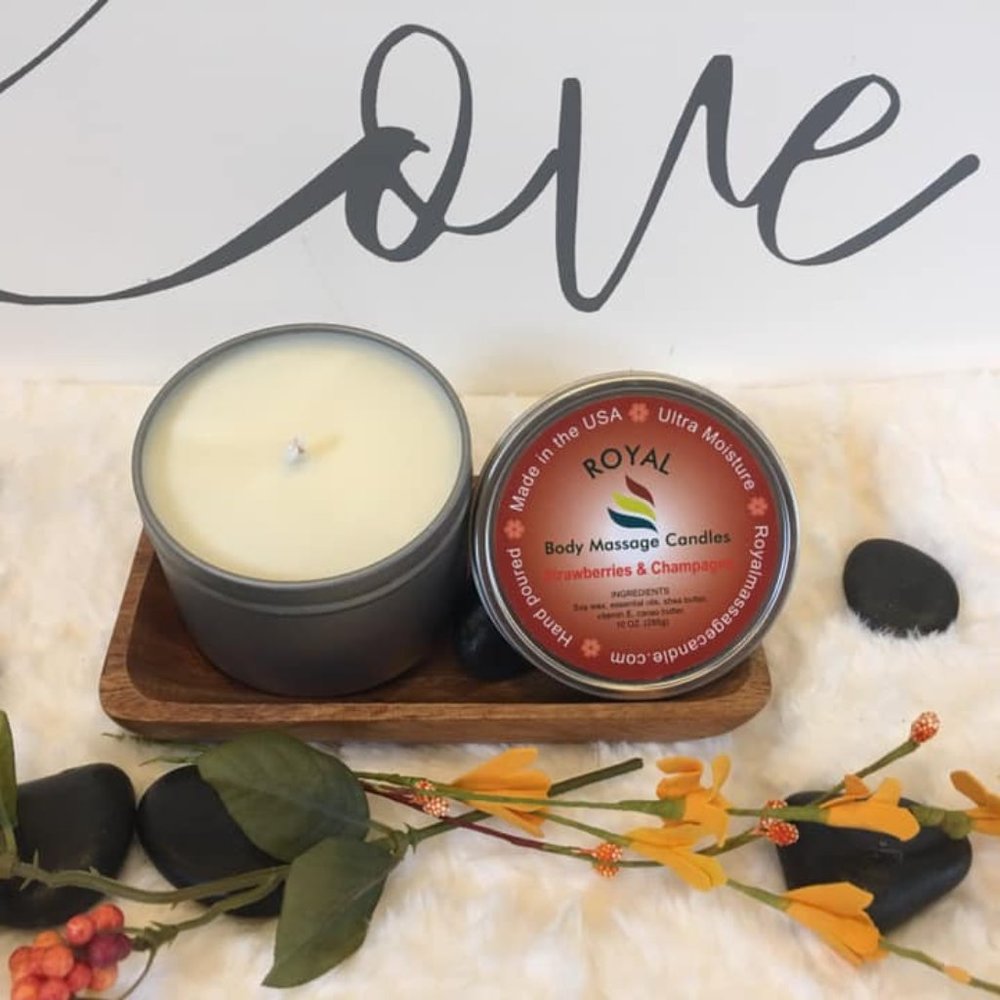 Lotion Massage Candle Strawberries & Champagne 6oz.